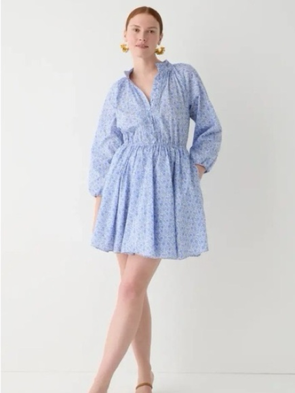 Ruffle-collar mini dress in Liberty® D'Anjo Coast fabric